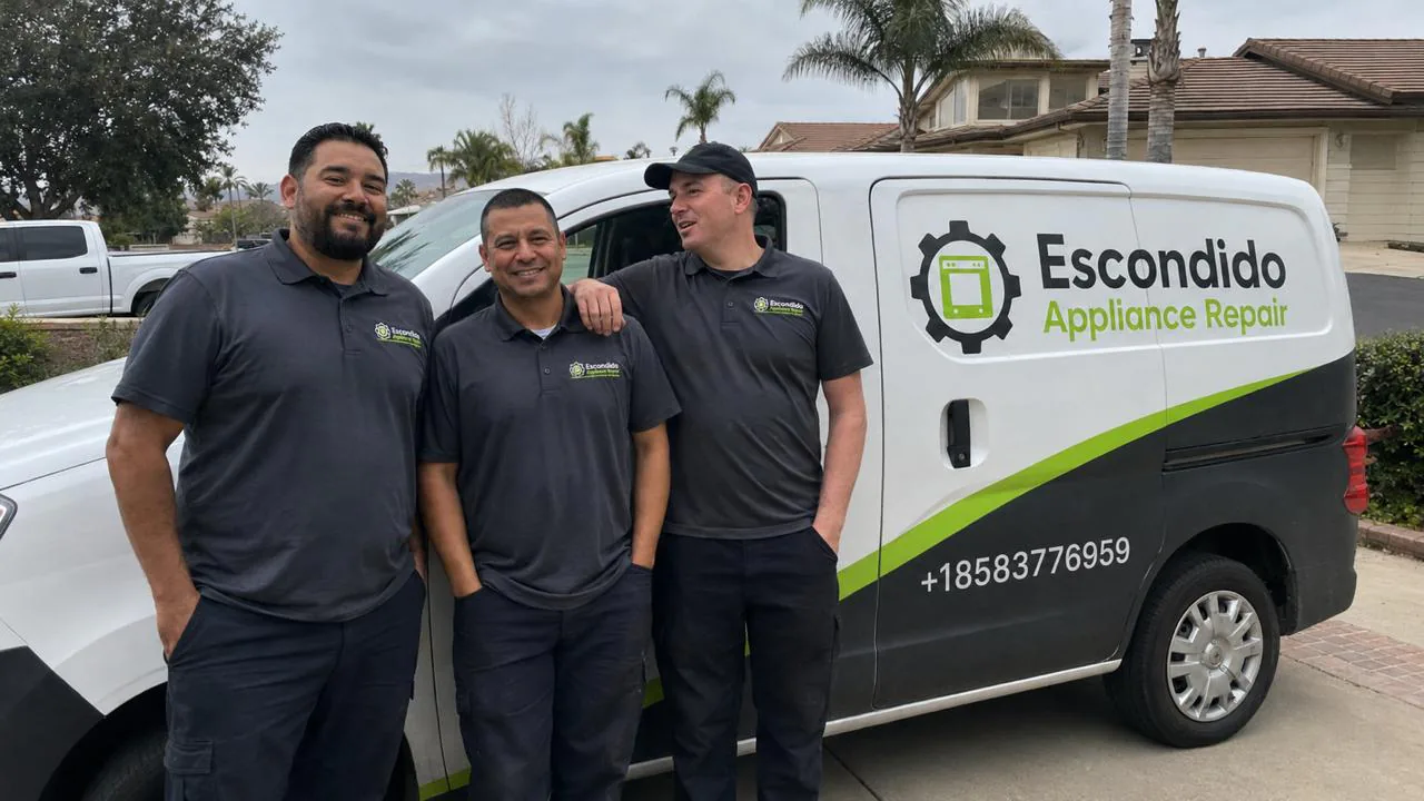 The Escondido Appliance Repair crew with their branded service van